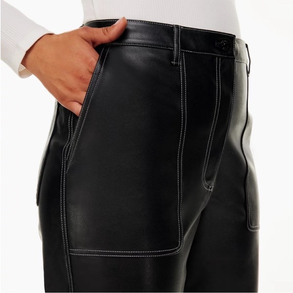 Aritzia Black/Birch Vegan Leather Lucy Pant - Picture 7 of 10